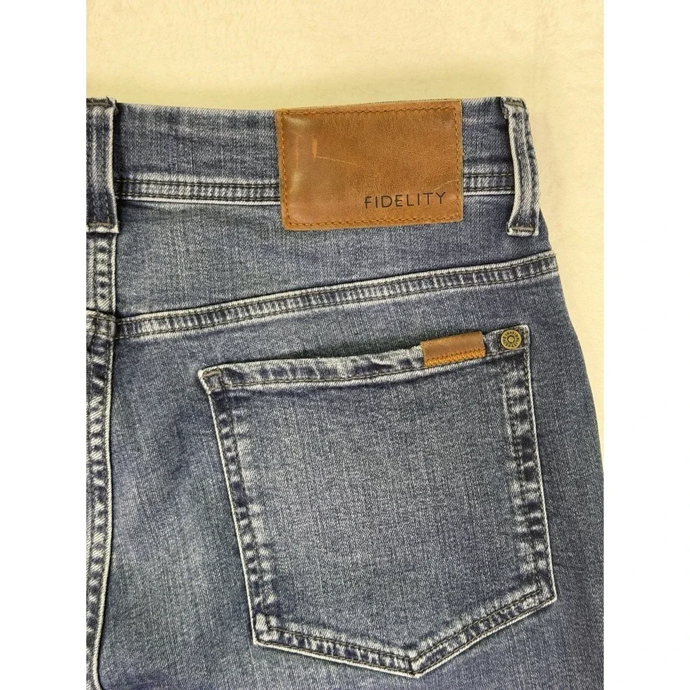 Fidelity Denim Jeans Mens 33x31 Blue Straight Slim Jimmy Medium Wash Stretch